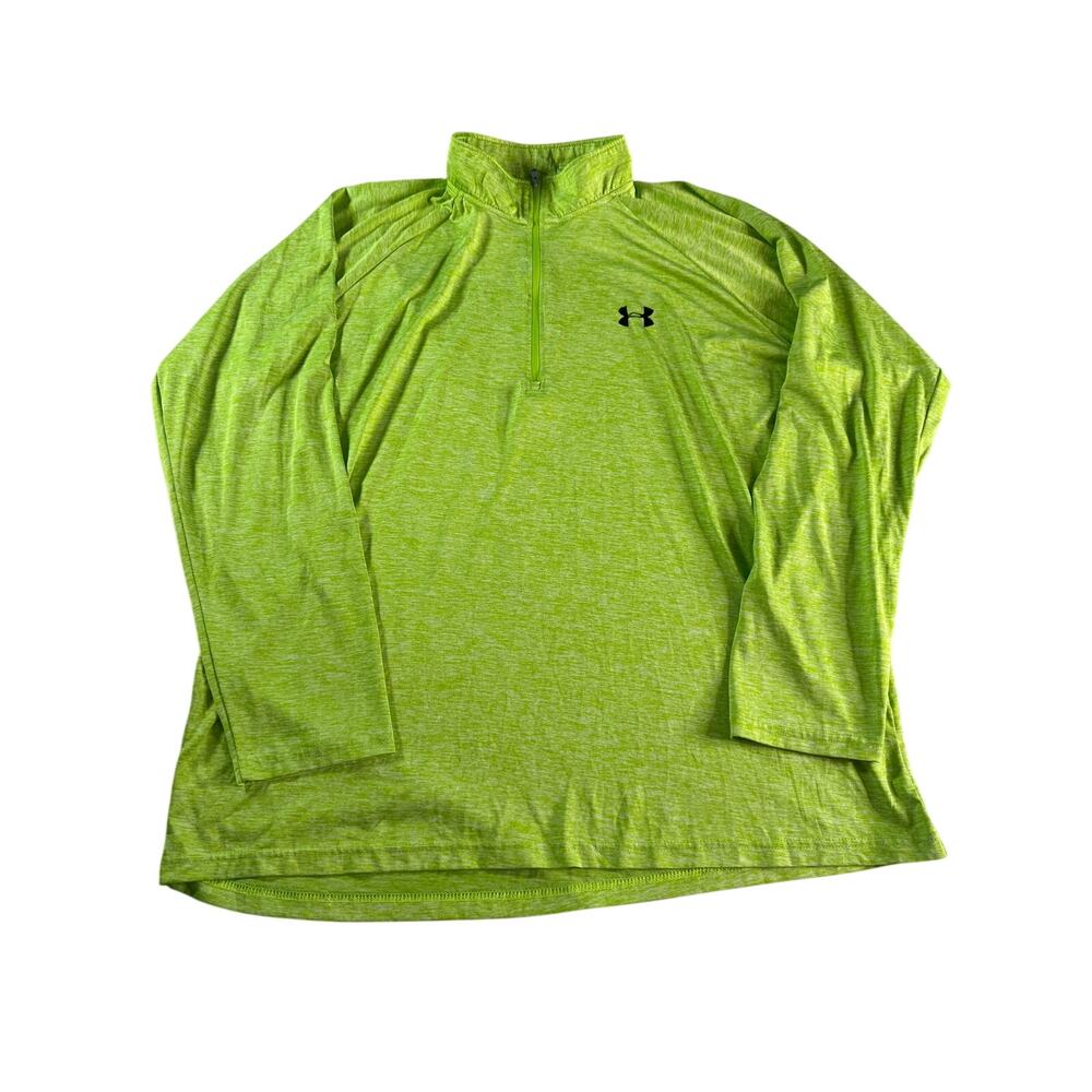Under Armour HeatGear Men 2XL Neon Green 1/4 Zip Loose Fit Athletic Pullover